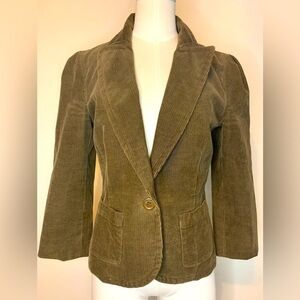 Juicy Couture Women’s Brown 3/4 Sleeve Corduroy Single Button Blazer Siz…